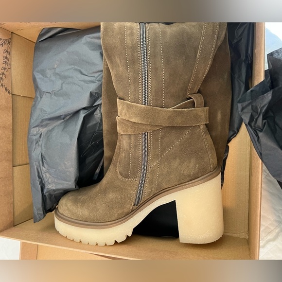 NWT Free People Suede Knee High Tall Brown Boots Size 7.5 - Picture 7 of 11